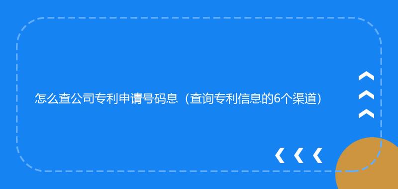 怎么查公司专利申请号码息（查询专利信息的6个渠道）